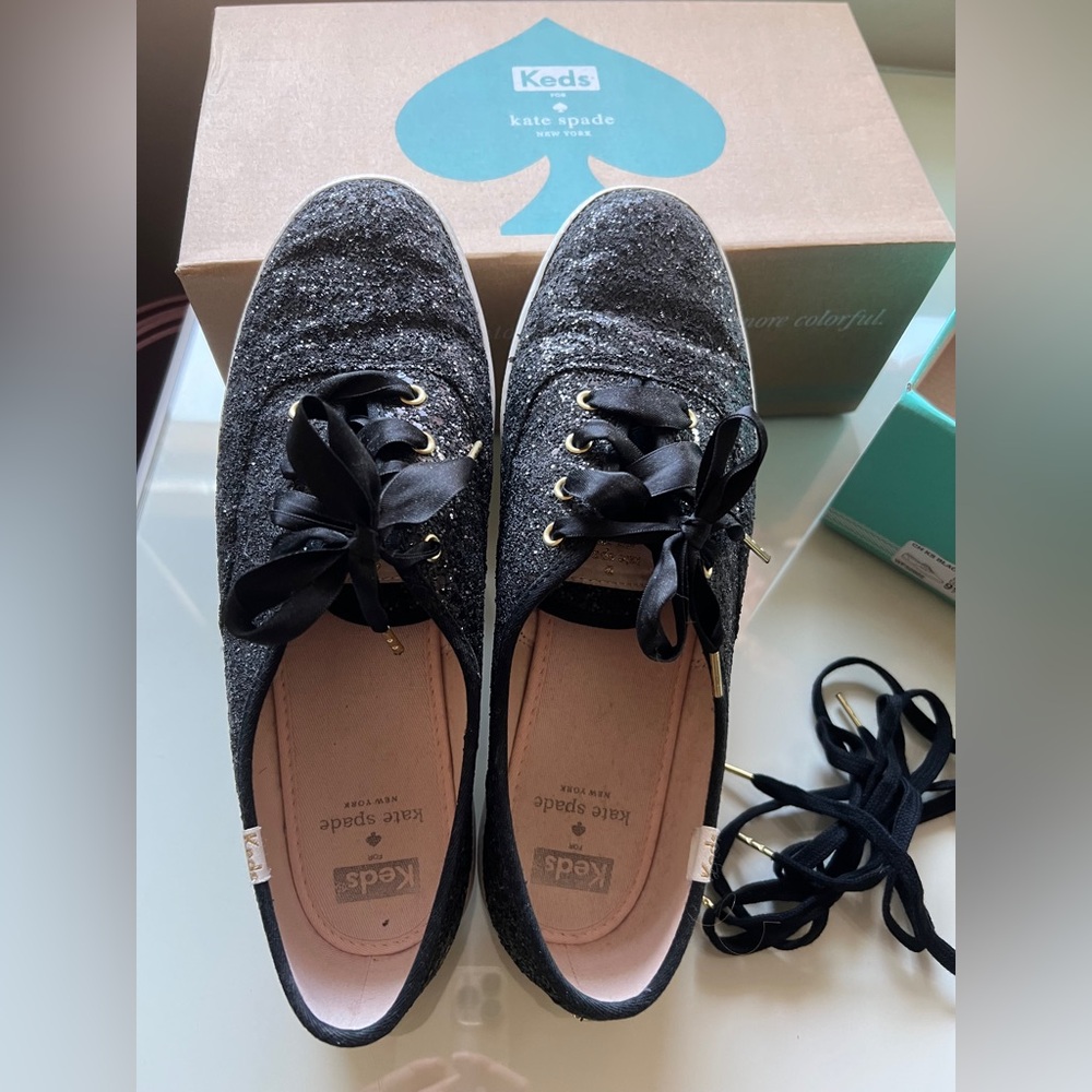 Keds x Kate Spade Champion Glitter Lace Up Sneakers Black Women Size 9.5 - Picture 12 of 13